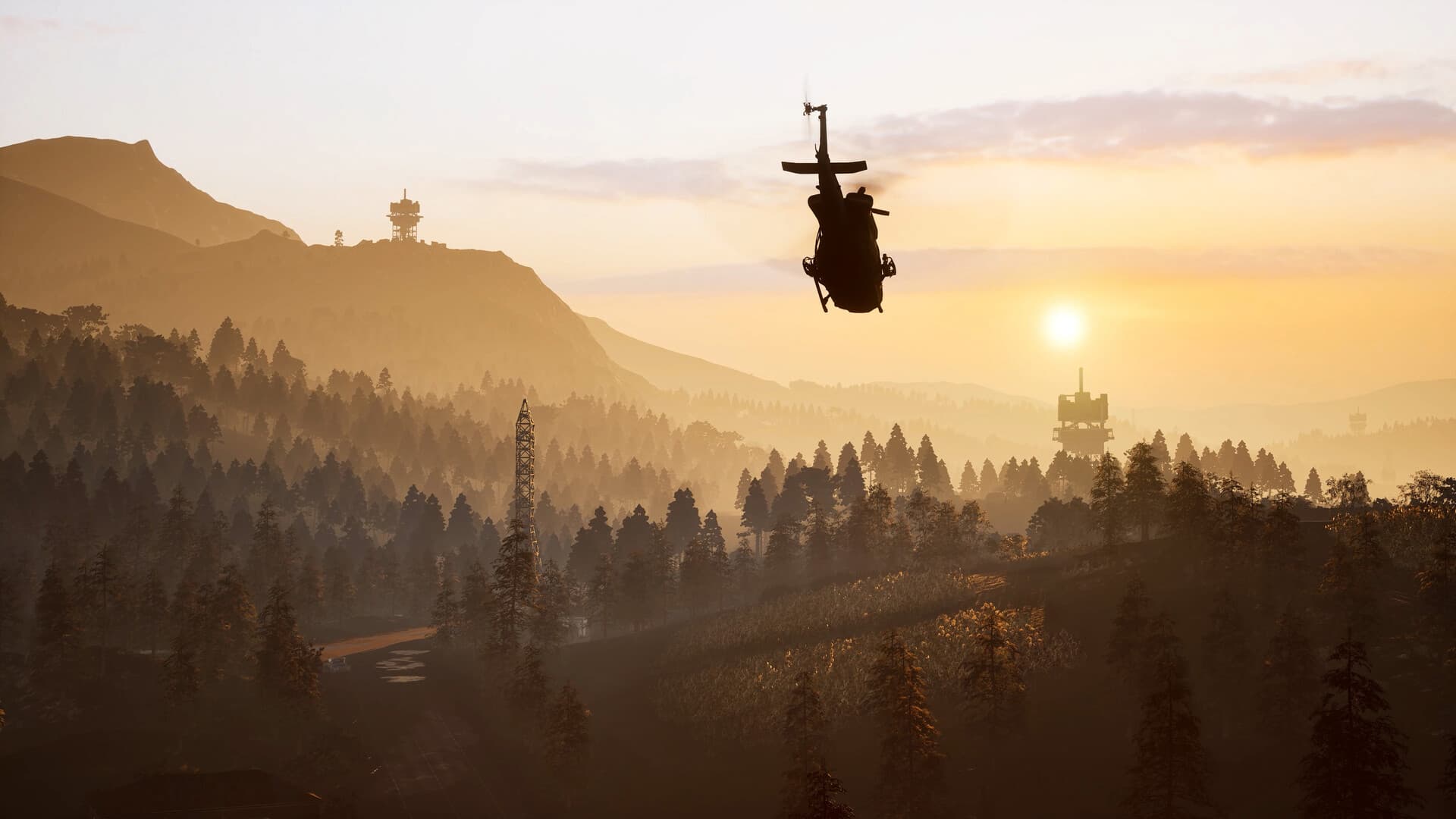 WARDOGS aircraft crossing a battlefield at sunset