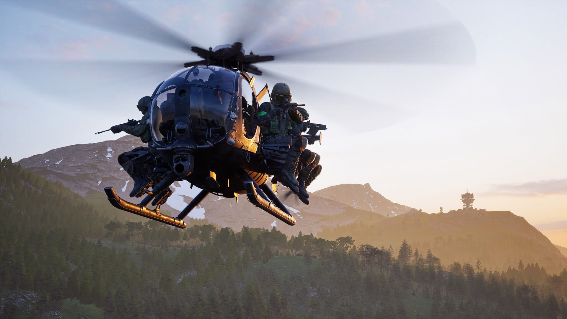 WARDOGS helicopter flying low over the battlefield