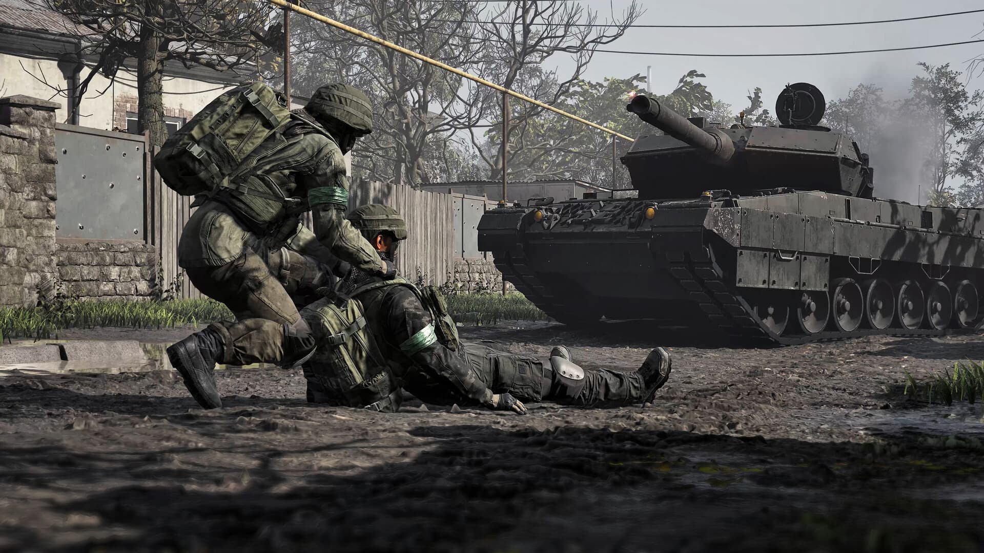 WARDOGS infantry squad moving beside an armored vehicle