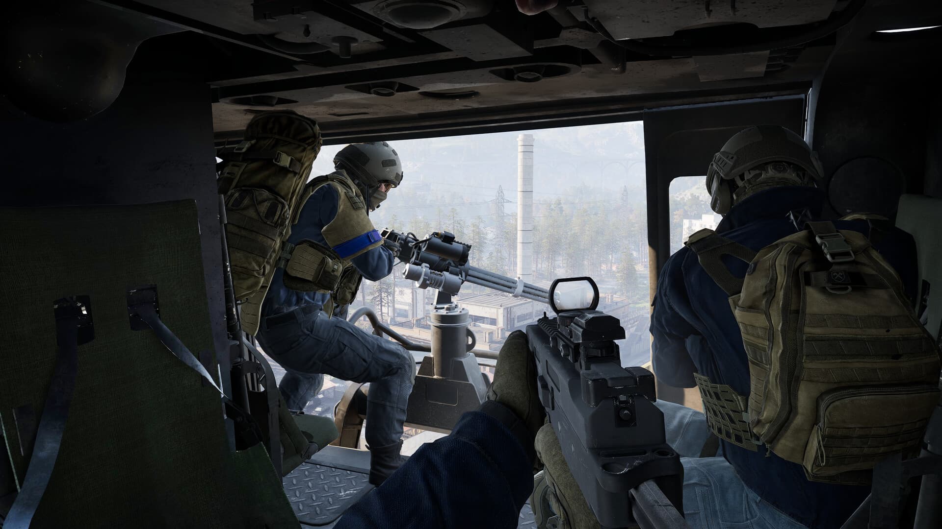 WARDOGS squad riding inside a transport aircraft
